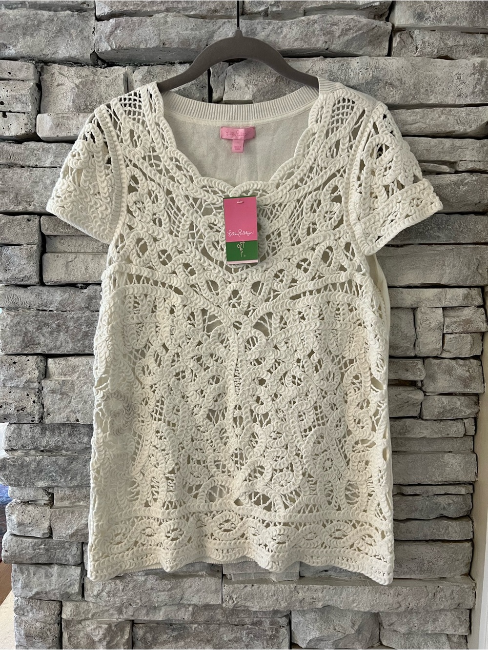 Lilly Pulitzer White Short Sleeve Jamie Sweater Size Large